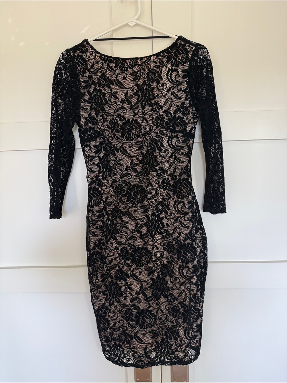 Moda International Black Lace Dress with Nude Lining